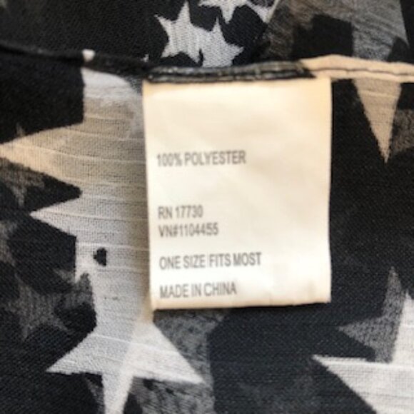 3/$15 Vintage One Star Brand Oblong Spangled Black White Stars Large Small Scarf - Picture 5 of 6